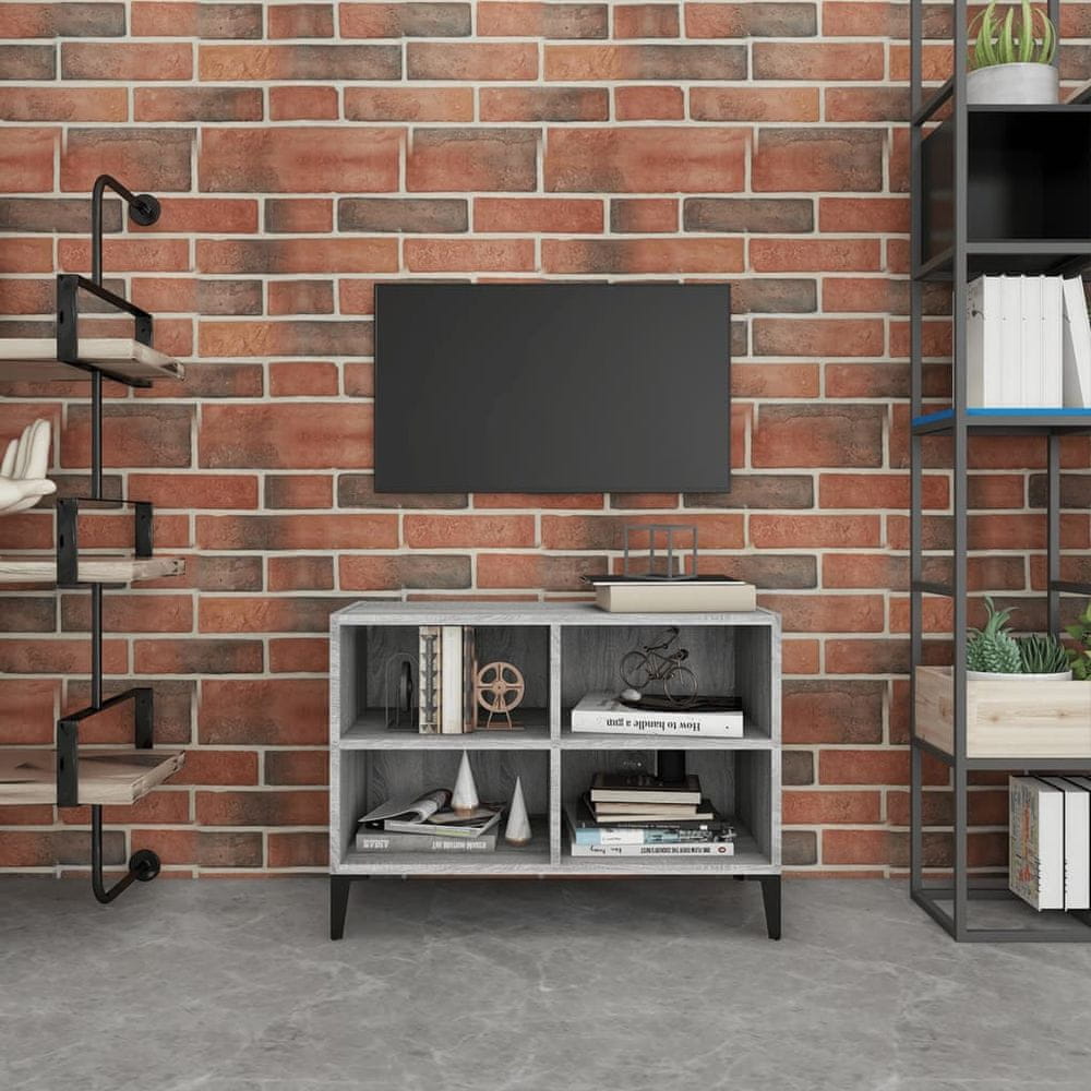 Vidaxl TV stolík s kovovými nohami sivý dub sonoma 69,5x30x50 cm